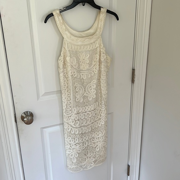 Sue Wong Cream Lace Overlay Dress - Picture 1 of 7